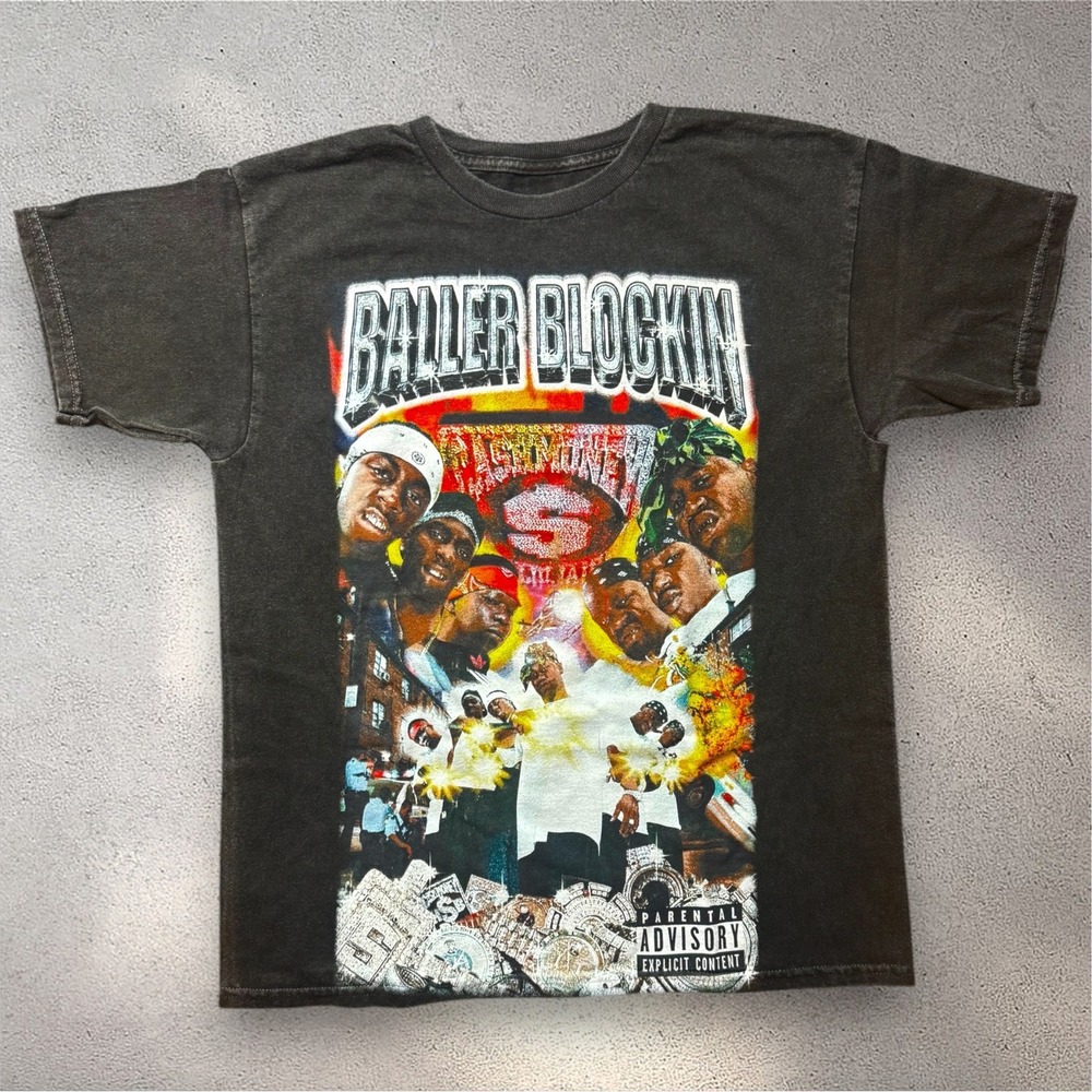 Cash Money Records Baller Blockin Graphic T-Shirt Mens Small Black Hip Hop Tee